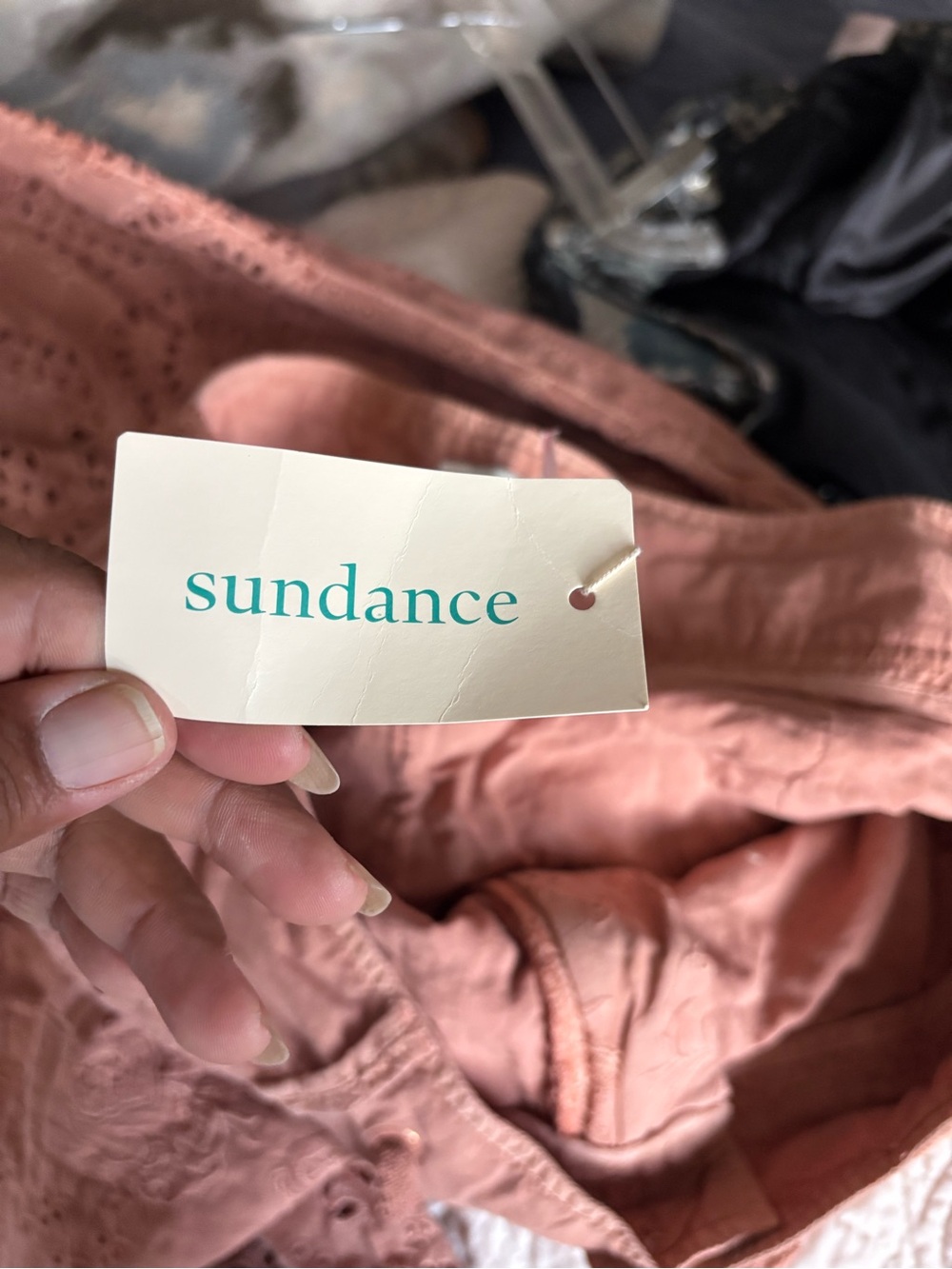 Sundance Dusty Rose Eyelet Cropped Pants - Picture 5 of 6